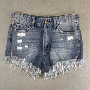 Just USA Light Wash Distressed Denim Shorts Never Ending Summer High rise Size L